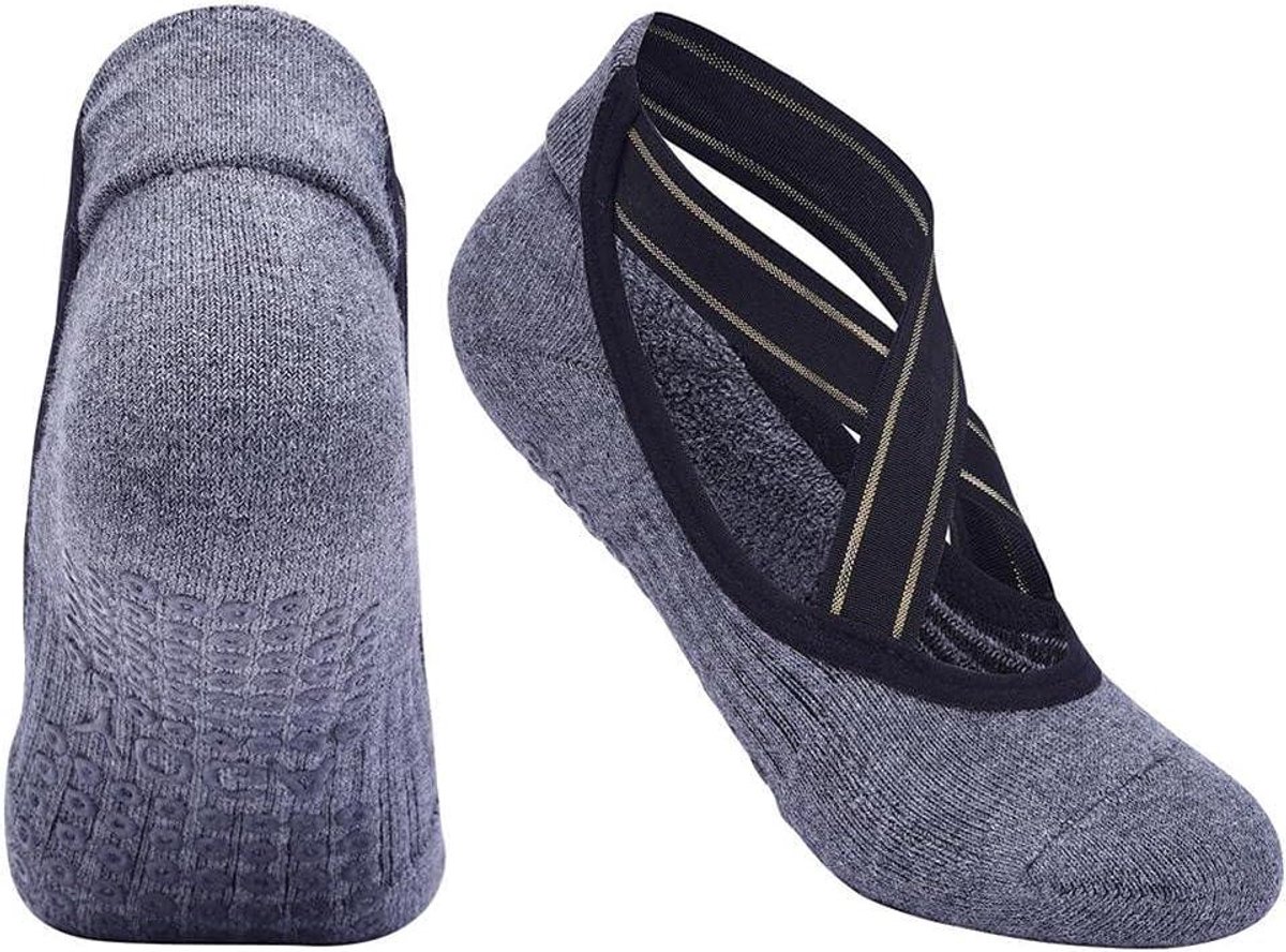 Yoga Sokken met Antislip Grip voor Pilates, Ballet en Barre - Set van 2 paar sokken met Ademend Katoen - Antislip Lijm Stippen - Geschikt voor op Blote Voeten - Comfortabele Grip Sokken