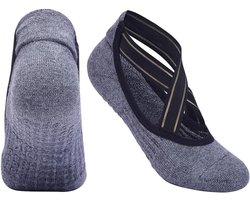 Yoga Sokken met Antislip Grip voor Pilates, Ballet en Barre - Set van 2 paar sokken met Ademend Katoen - Antislip Lijm Stippen - Geschikt voor op Blote Voeten - Comfortabele Grip Sokken