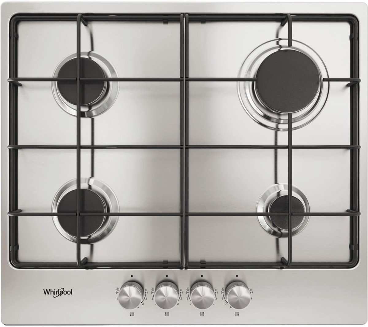 Whirlpool TGML 650 IX kookplaat Roestvrijstaal Ingebouwd 58 cm Gaskookplaat 4 zone(s)