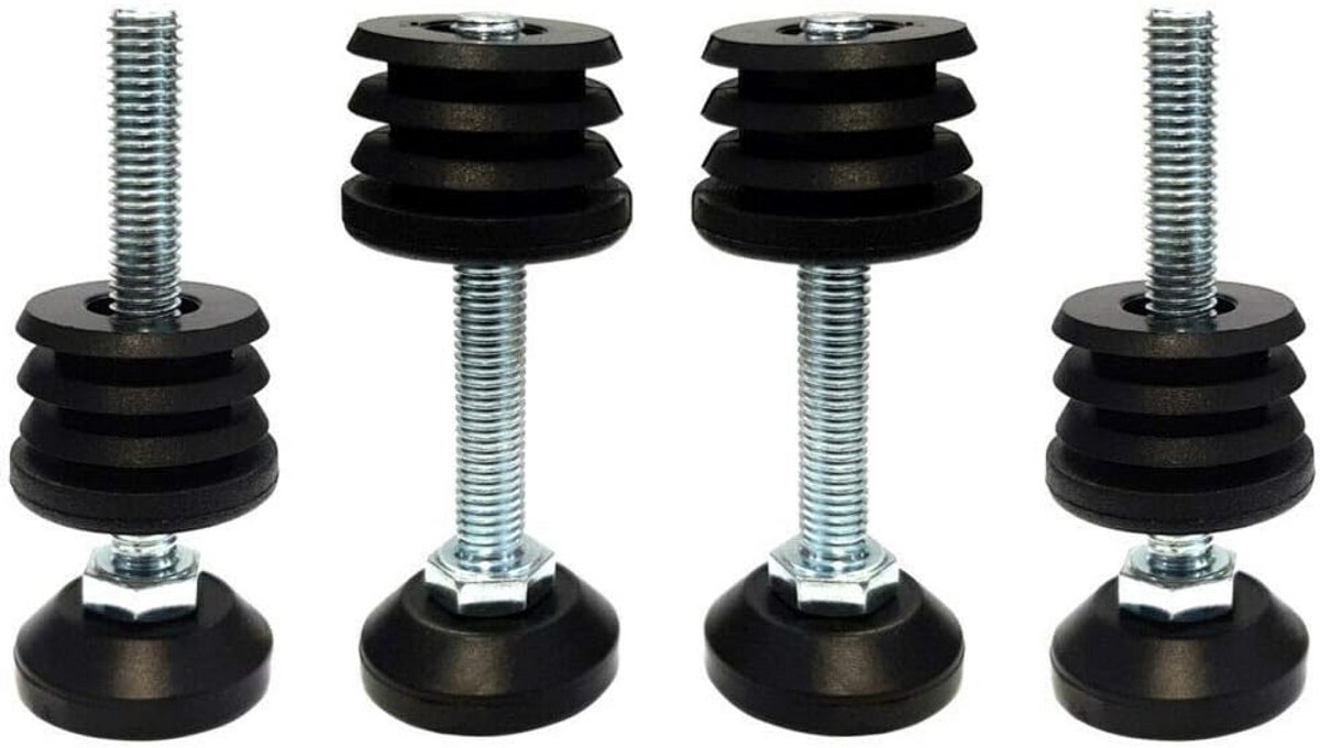 Set van 4 Ronde Steldoppen met Stelvoet Schroefdraad 30mm