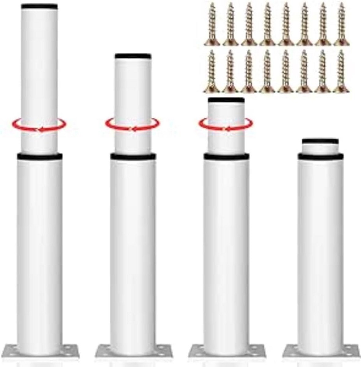 4x Verstelbare Tafelpoten Wit Metaal 25 cm voor Meubels