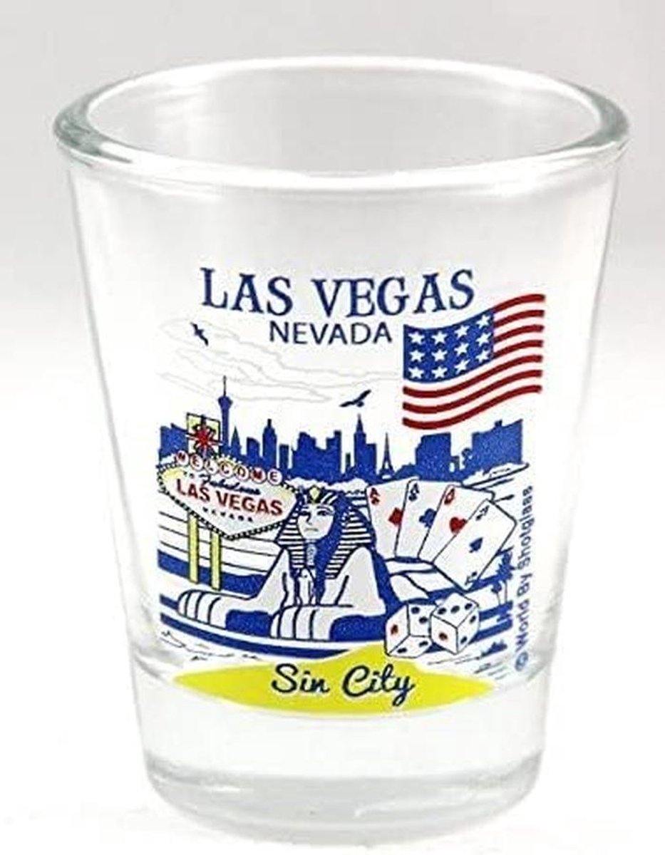 Uniek Shotglaasje - Souvenir Las Vegas Nevada Stadsgezicht