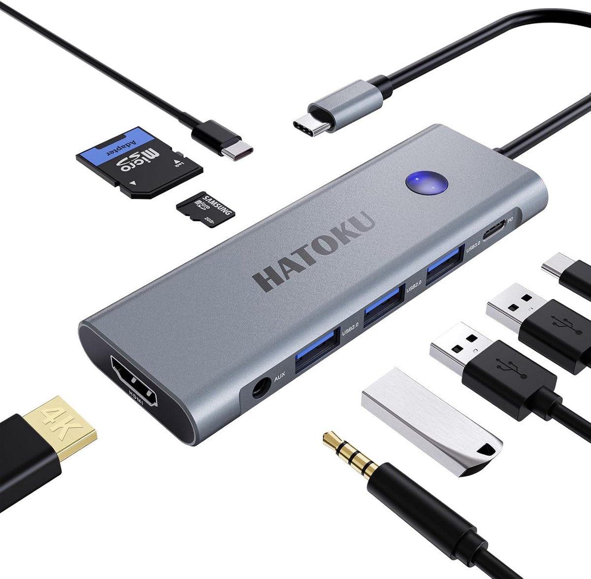 USB-C Hub met Meerdere Poorten Grijs