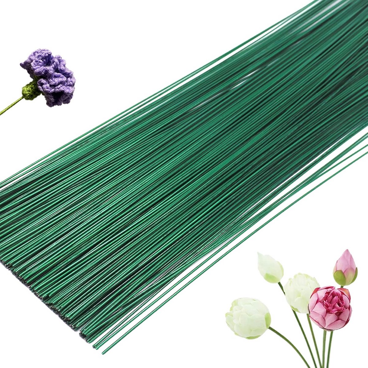 200 Stuks Bloemendraad 40 cm (22 Gauge) Groen voor Bloemstukken en Knutselprojecten