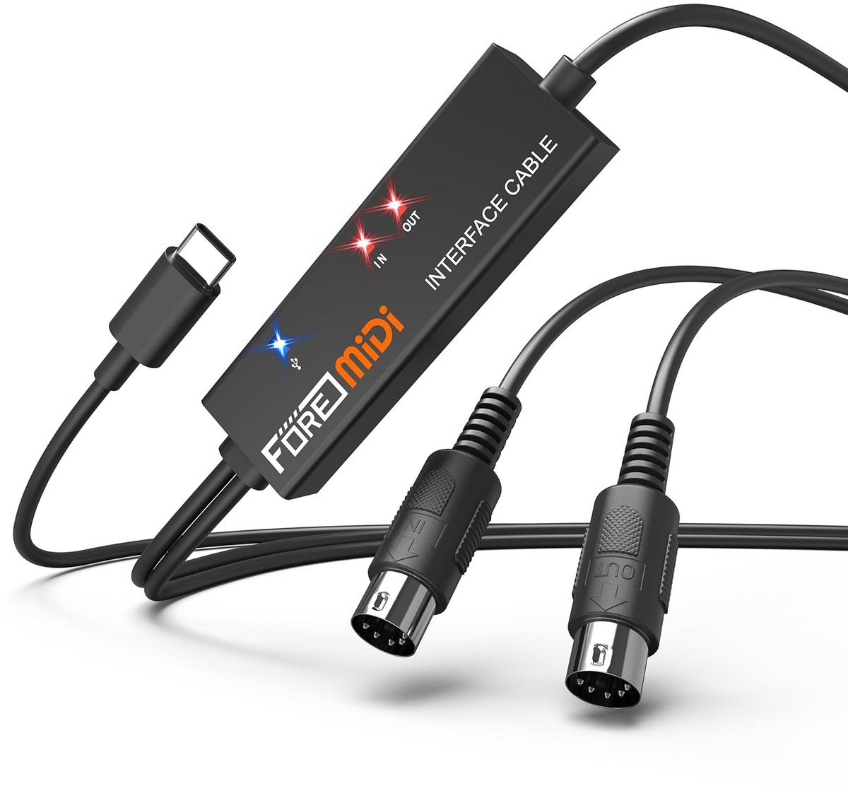 Type-C naar MIDI Kabel met Ingang en Uitgang voor Muziekproductie