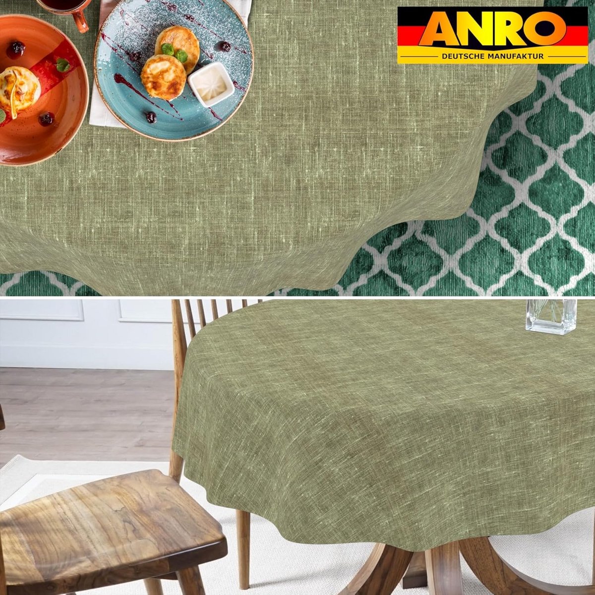 Waterdicht en Afwasbaar Tafelkleed Ovale Vorm met Linnenlook en Vlekbescherming
