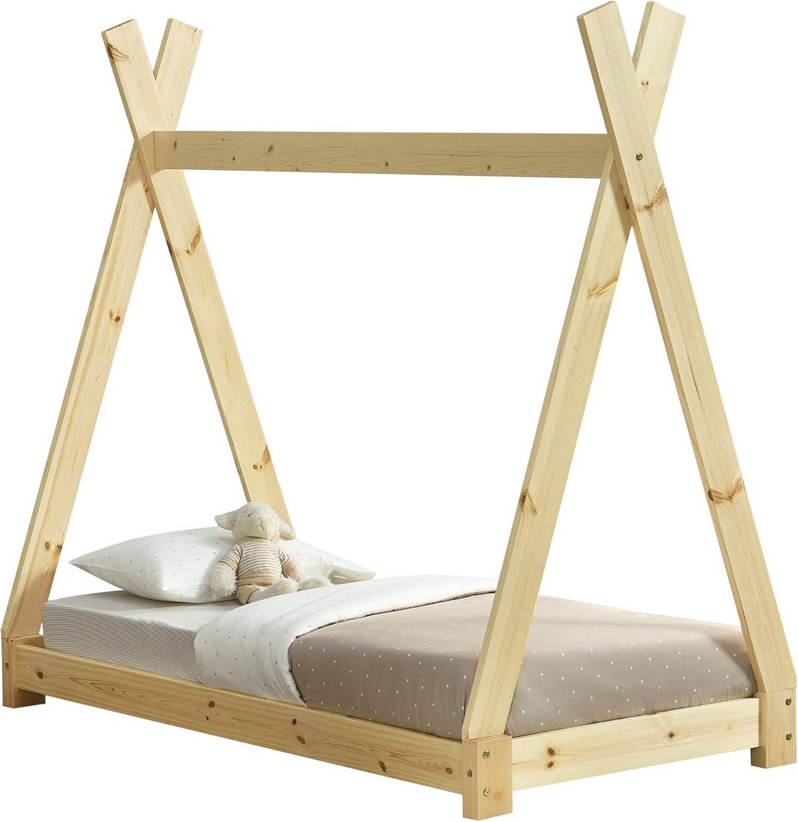 Kinderbed in Tipi-Stijl Met Lattenbodem 70x140 cm Grenenhout