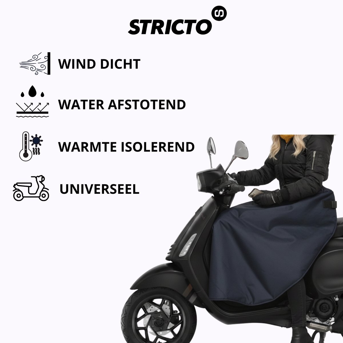 Stricto Easy-On Basic A+ Scooter Beenkleed – Universeel – Waterdicht & Winddicht – Beenwarmer – Beschermingsniveau A+ – foto 2