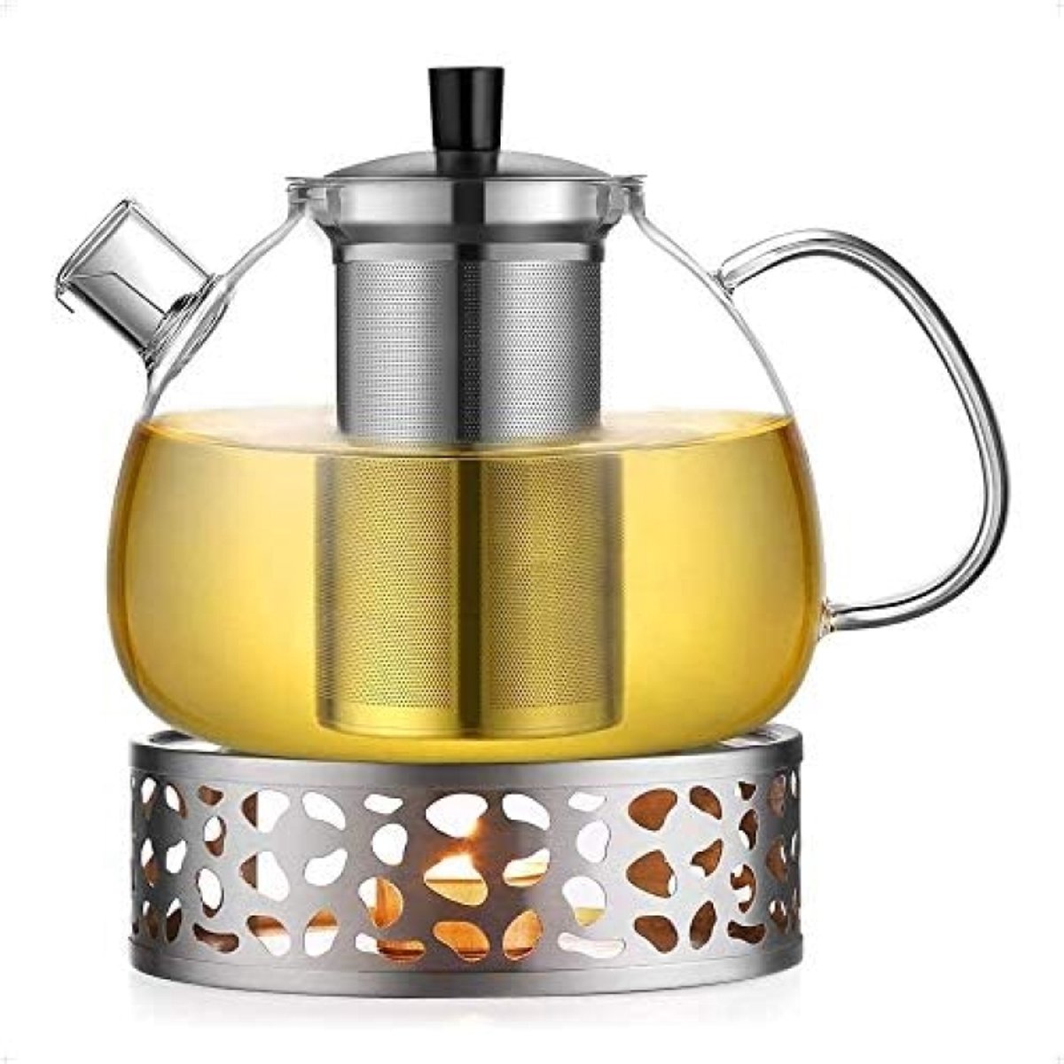 ST TRADİNG Glazen Theepot met Infuser en Theewarmer - 1500ml