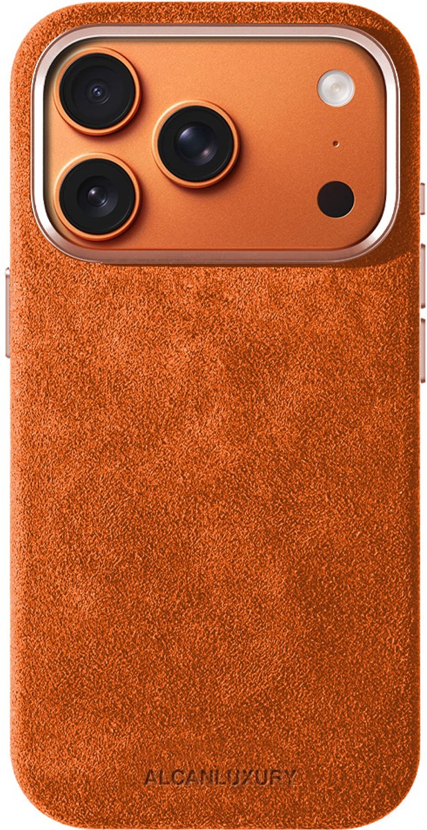 Alcanluxury Alcantara telefoonhoesje geschikt voor Apple iPhone 17 Pro Max - Orange