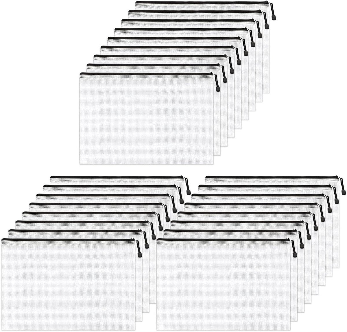 25 Stuks Herbruikbare Plastic Zakken met Ritsluiting voor Kantoor en Reizen - Duurzame PVC-Zakken