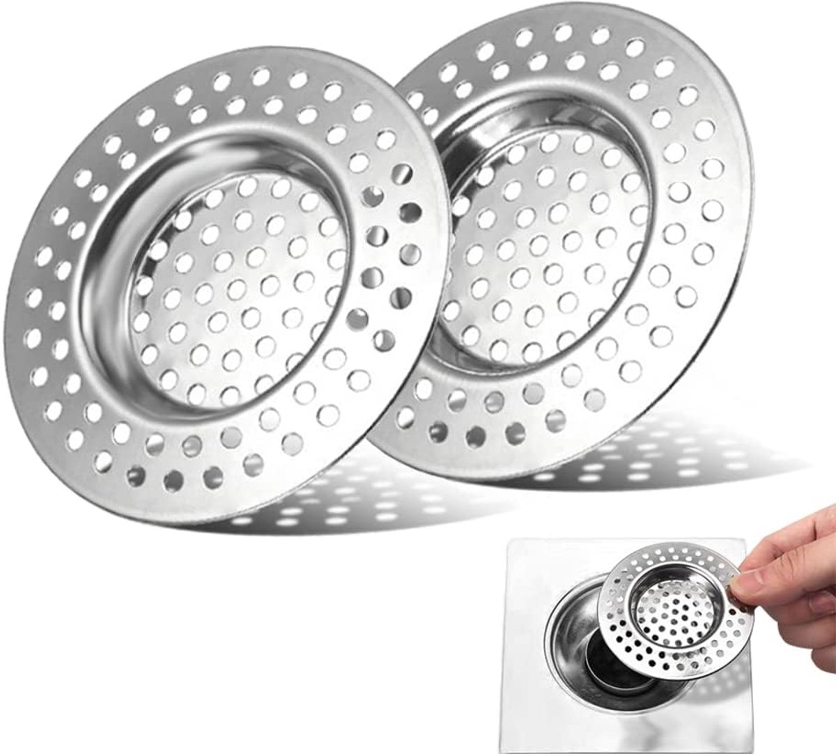 2x Roestvrijstalen Afvoerfilters | Keuken, Wastafel & Badkuip | Gootsteenzeef & Afvoeraccessoires