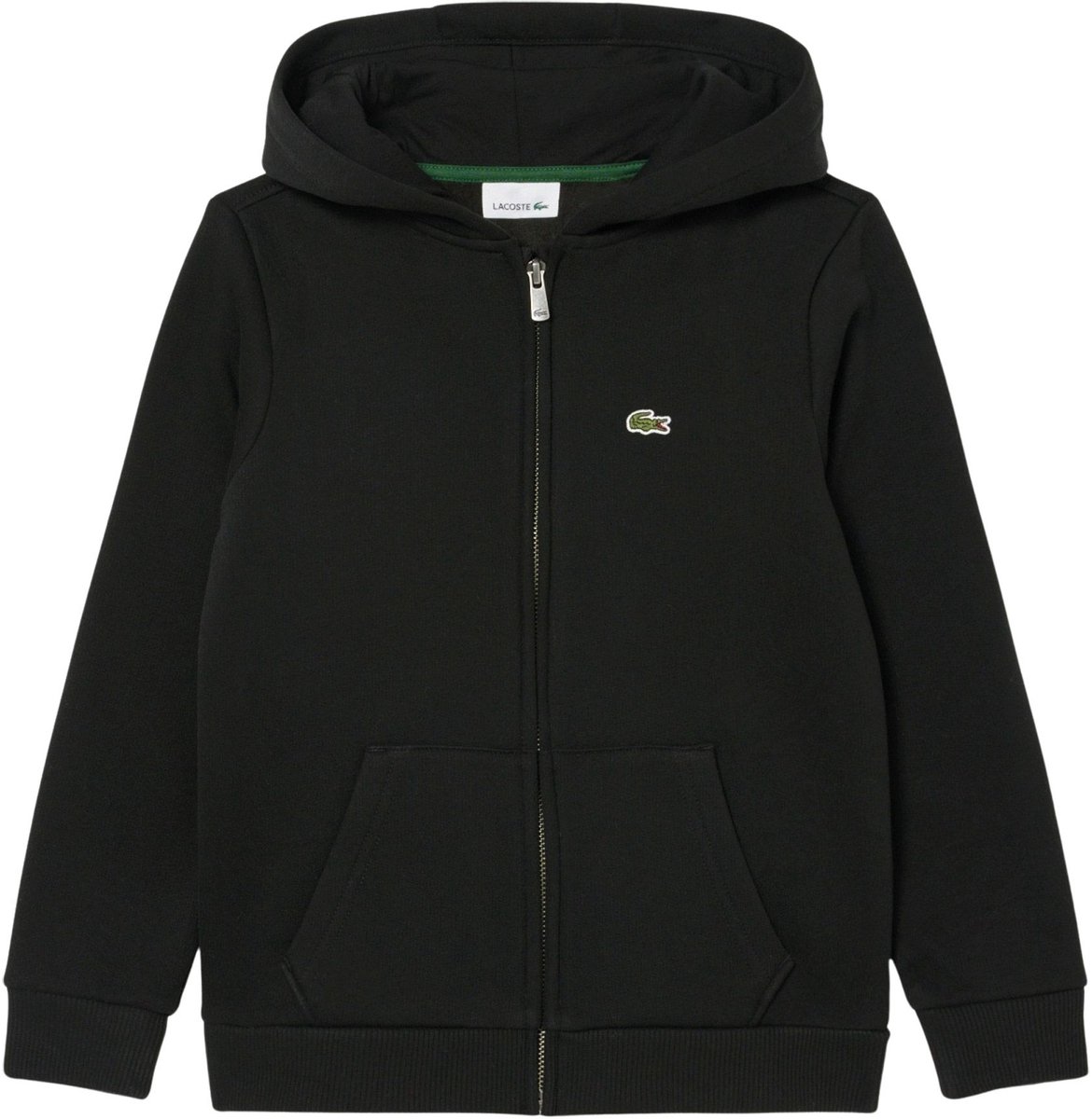 Lacoste Core Fleece Hooded Vest Junior Zwart