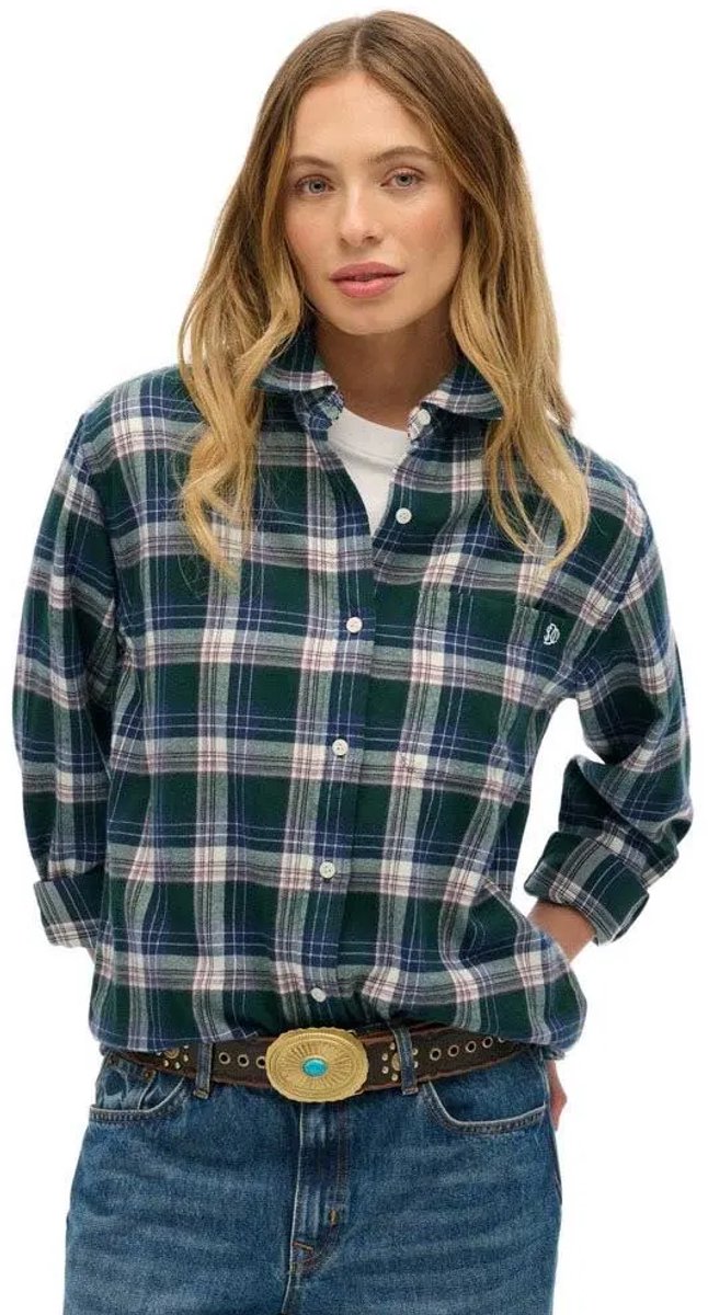 Superdry Geruit flanellen boyfriend overhemd Dames Shirts Groen