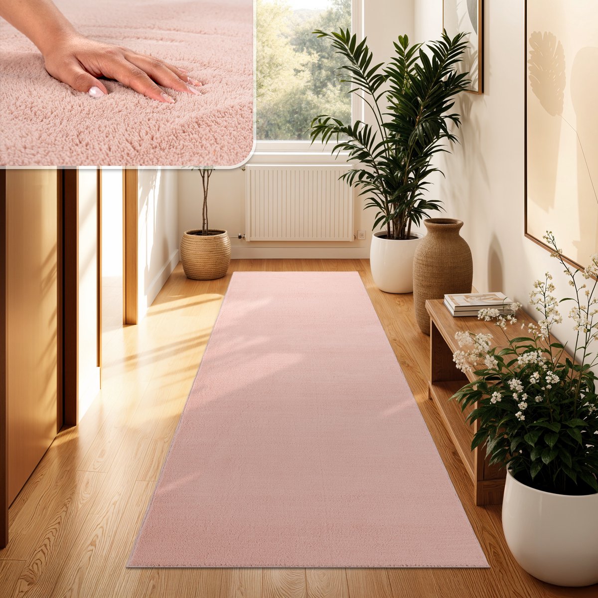Paco Home Moderne woonkamer tapijt kortpolig wasbaar zacht uni effect bont antislip 100x200 cm