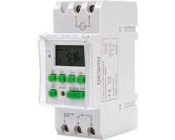 Elektronische Tijdschakelaar - Digitale schakelklok met programmering - 16 schakelprogramma's - 15A - DIN-rail - schakelprogramma's - Tijdschakelaar digitaal