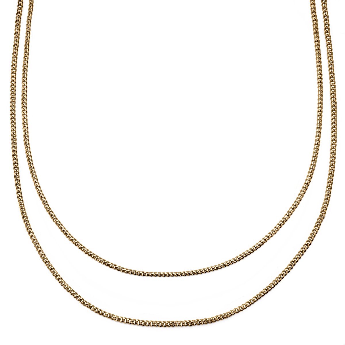 Rico Gelaagde Goudkleurige Dubbele Schakelketting