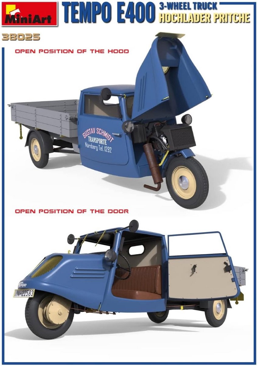 Schaalmodel 1:35 Tempo E400 Vrauwagen met Laadplatform - Bouwset