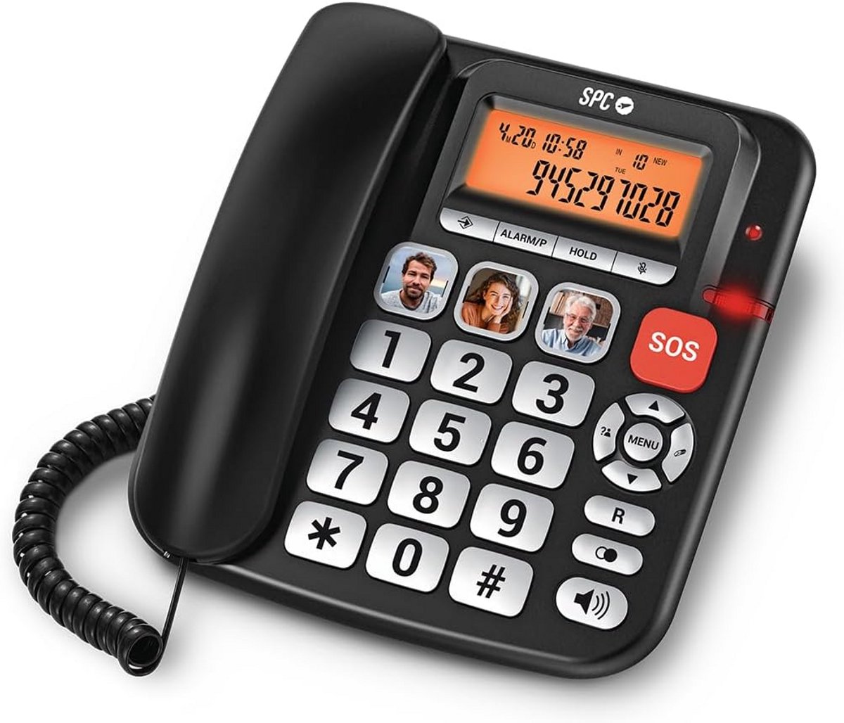 Senioren Telefoon Vast met Grote Knoppen, Extra Luid Geluid en Verlicht Display