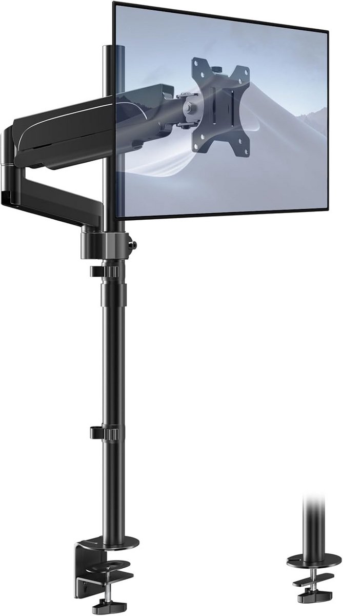 Monitor Arm Enkel Schermhouder 17-32 inch - Hoogte Verstelbaar - Zwenkbaar - VESA 75/100mm