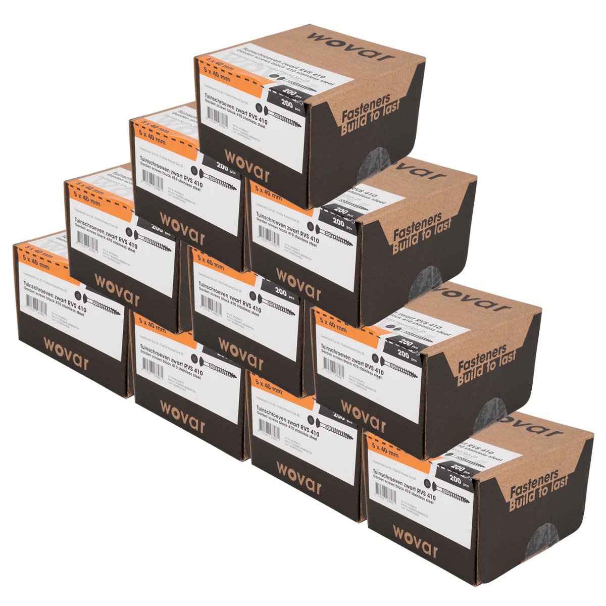 Potdekselschroeven Zwart RVS 410 5 x 40 mm Torx 25 Deeldraad | 2000 Stuks