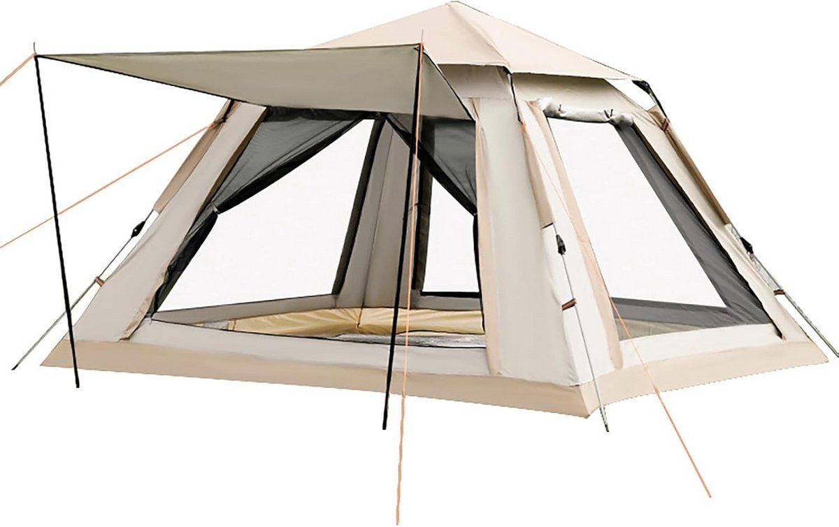 Pop-up Kampeertent 4 Personen - Snel Opzetbaar Kampeer / Vakantie Tent met Voortent