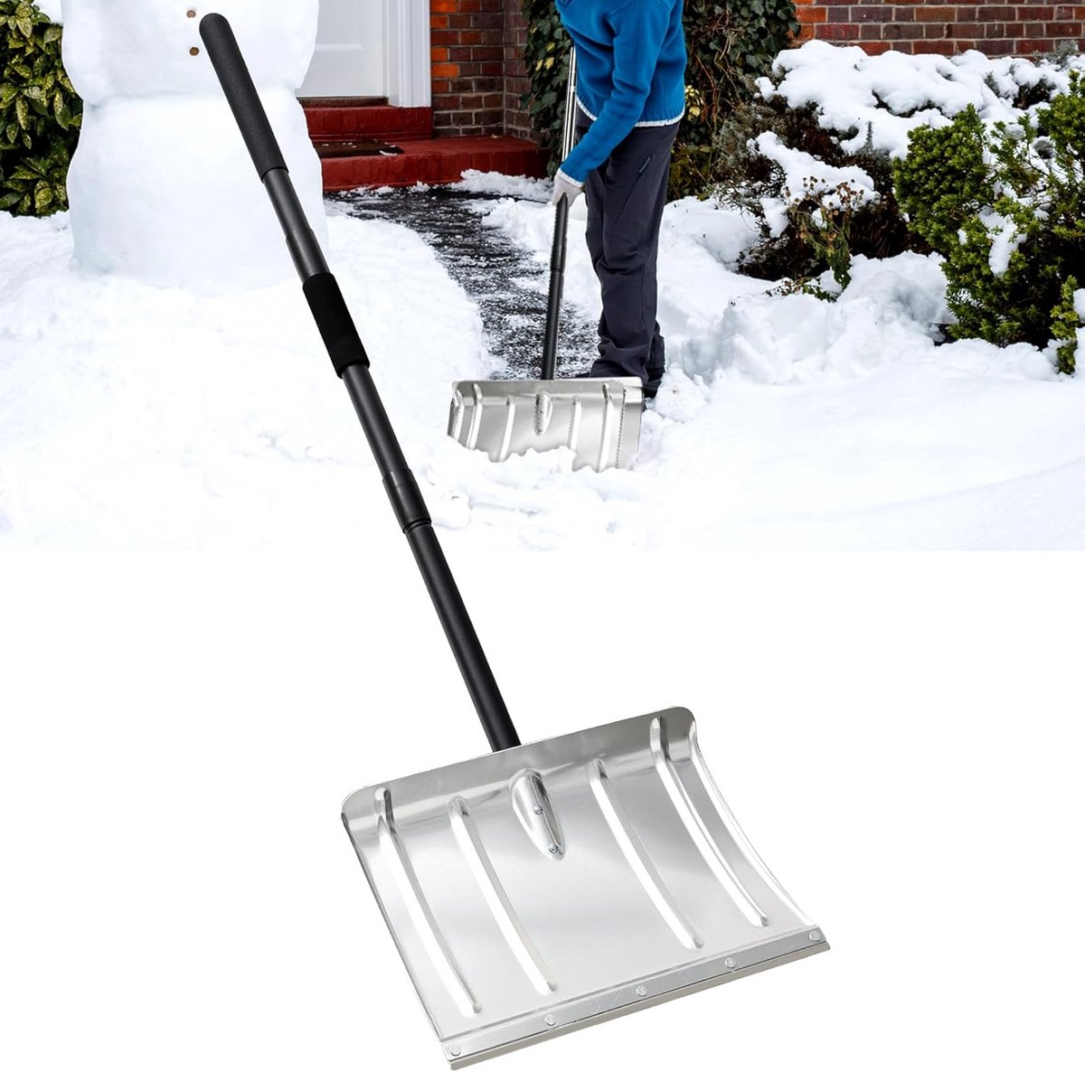 Stevige Sneeuwschuiver 46 inch Aluminium met Comfortabel D-Grip Handvat voor Oprit en Auto