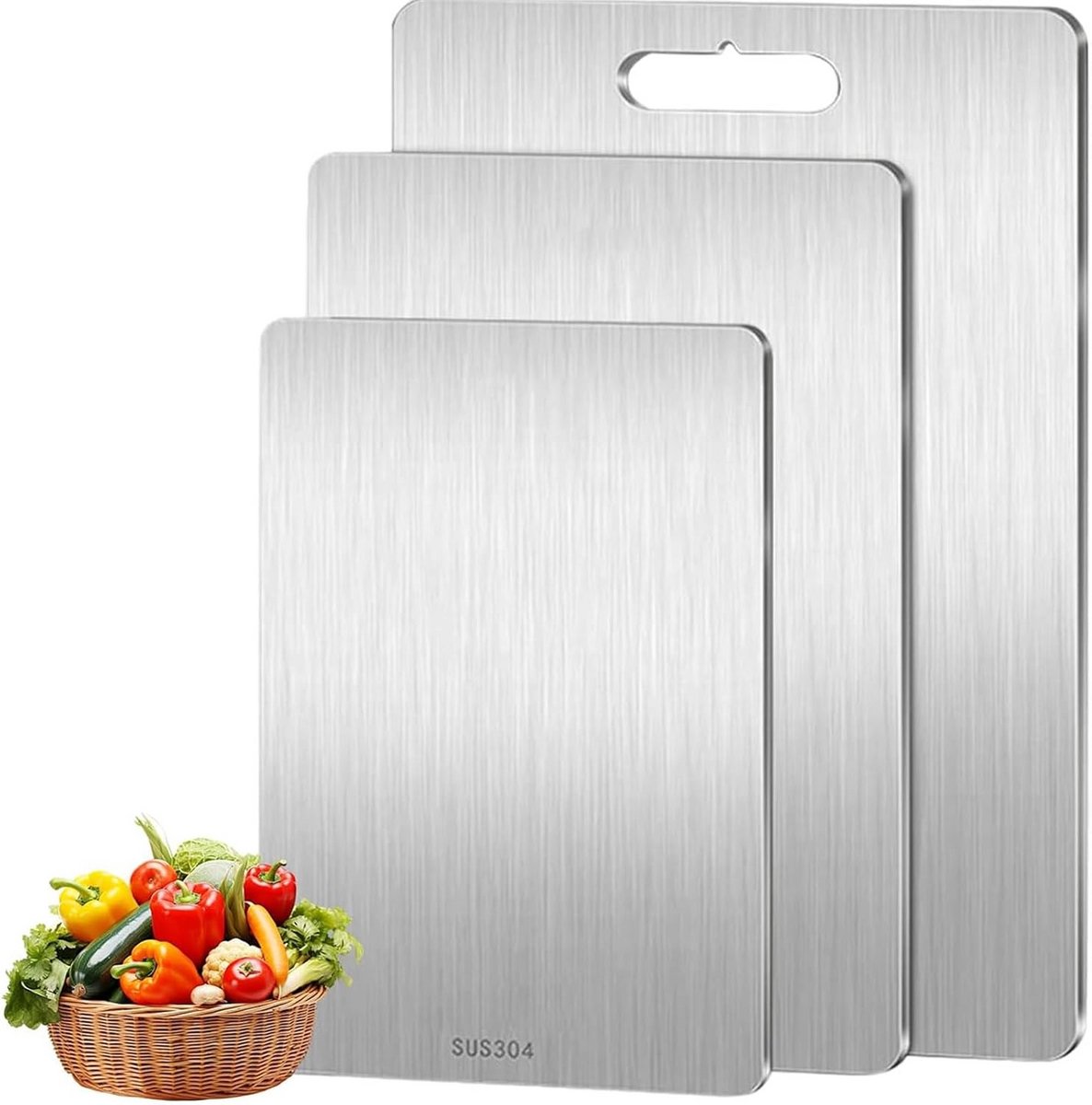 Set van 3 RVS Snijplanken - Geschikt voor Keuken en Outdoor