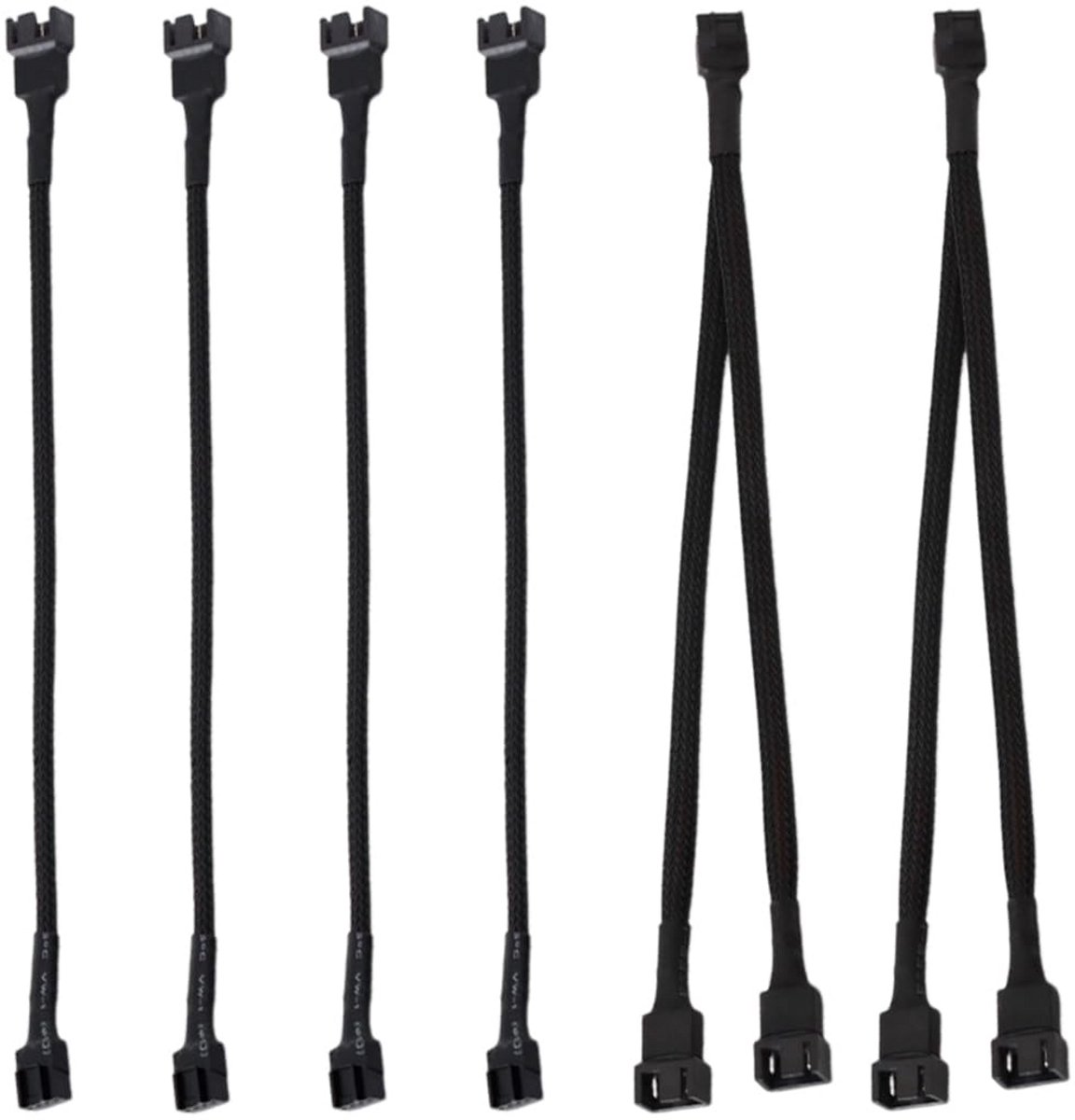 6 Stuks PWM PC Ventilator Kabel Splitter Diverse Lengtes