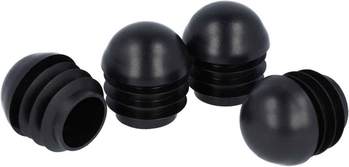 4 Zwarte Einddoppen met Kogelkop voor Ronde Buizen 19.3-22.8 mm - Zittingstop