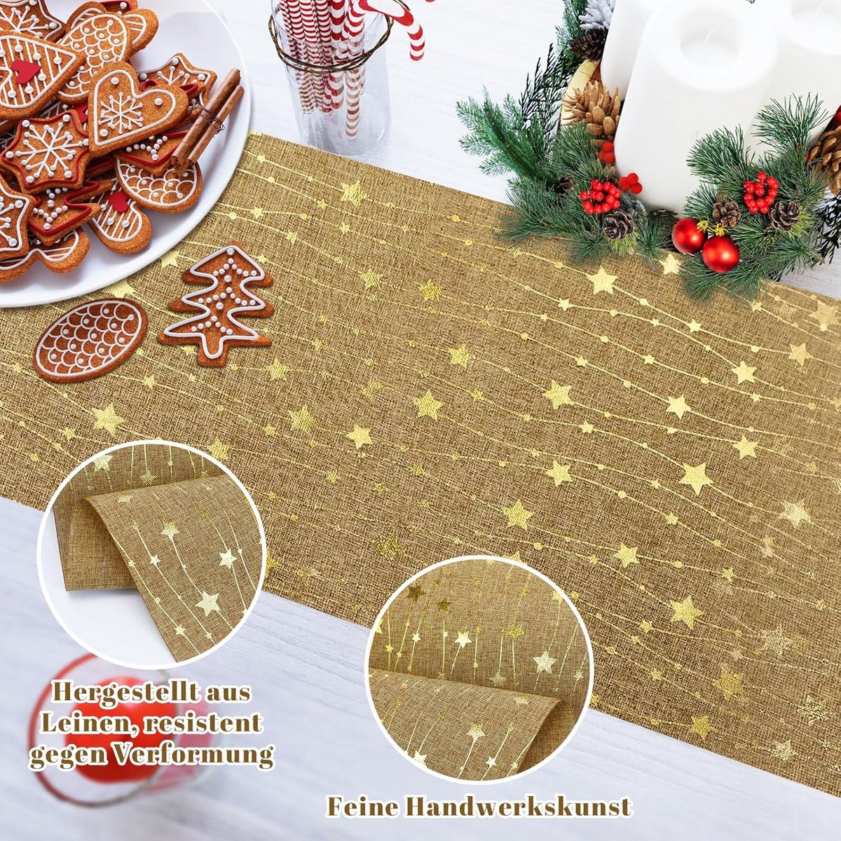 Luxe Tafelkleed voor Kerst, Bruiloft en Feest met Gouden Sterrenprint