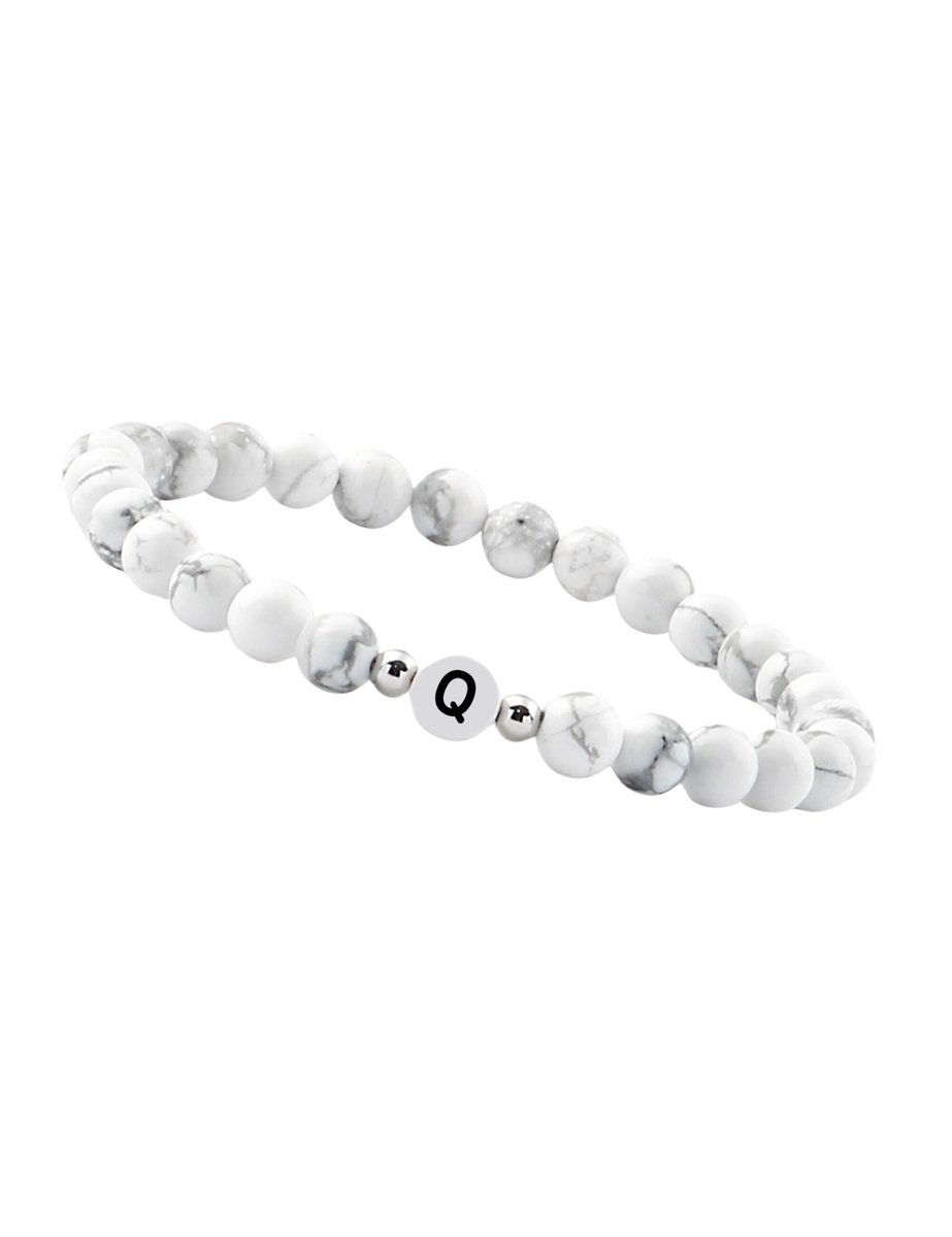 good.designs Parelarmband van howlietstenen met de letter Q