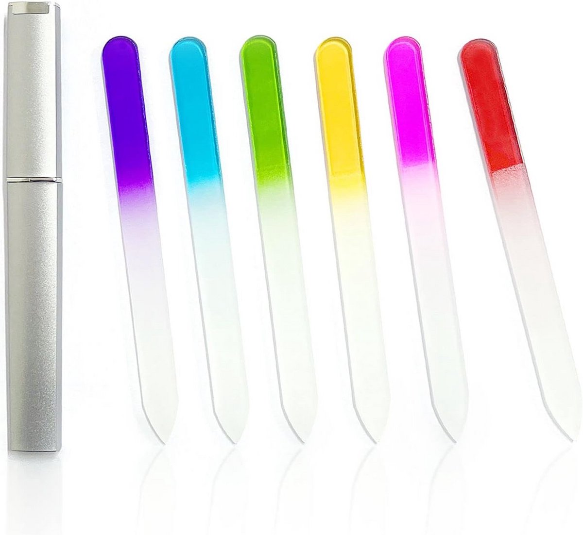 6 Delige Set Glazen Vijlen met Opbergetui: Professioneel Kristallen Manicure Set voor Natuurlijke Nagels