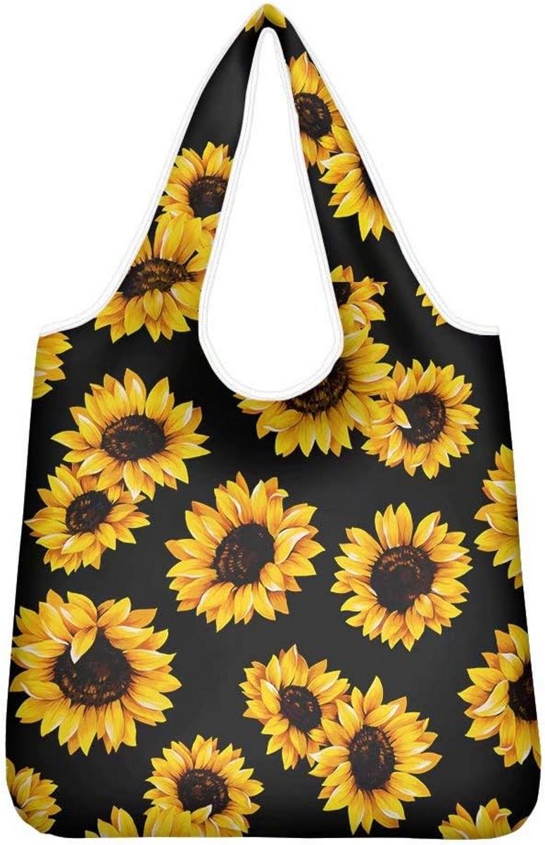 Grote Herbruikbare Boodschappentas met Zonnebloem - Voor Boodschappen, Strand en Reizen