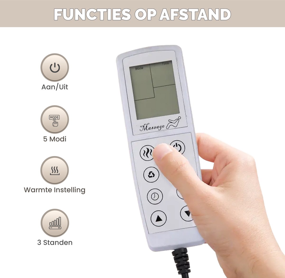 GranMaison Massagestoel Relaxfauteuil Beige Elektrisch - afbeelding 3