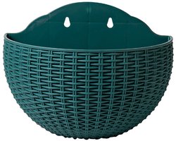 2 hangende plantenbakken voor aan de muur of reling, plantenbakken, halfronde plantenstandaards voor binnen en buiten, voor hekken, balkons of relingen - groen.