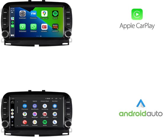 Carplay autoradio voor Fiat 500 | 2016 t/m 2019 | Android 13 | Draadloos Apple Carplay & Android auto | 2GB + 32GB | 8-Core processor | Davilon | 2025 model | 2016 2017 2018 2019 | Bluetooth & Wifi