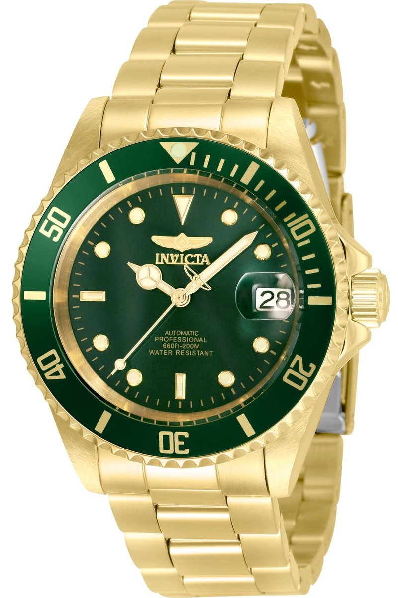 Invicta Pro Diver 35696 Heren Horloge - Waterdicht - Analoog - Automatisch Uurwerk - Roestvrij Staal met groene Wijzerplaat - 40mm