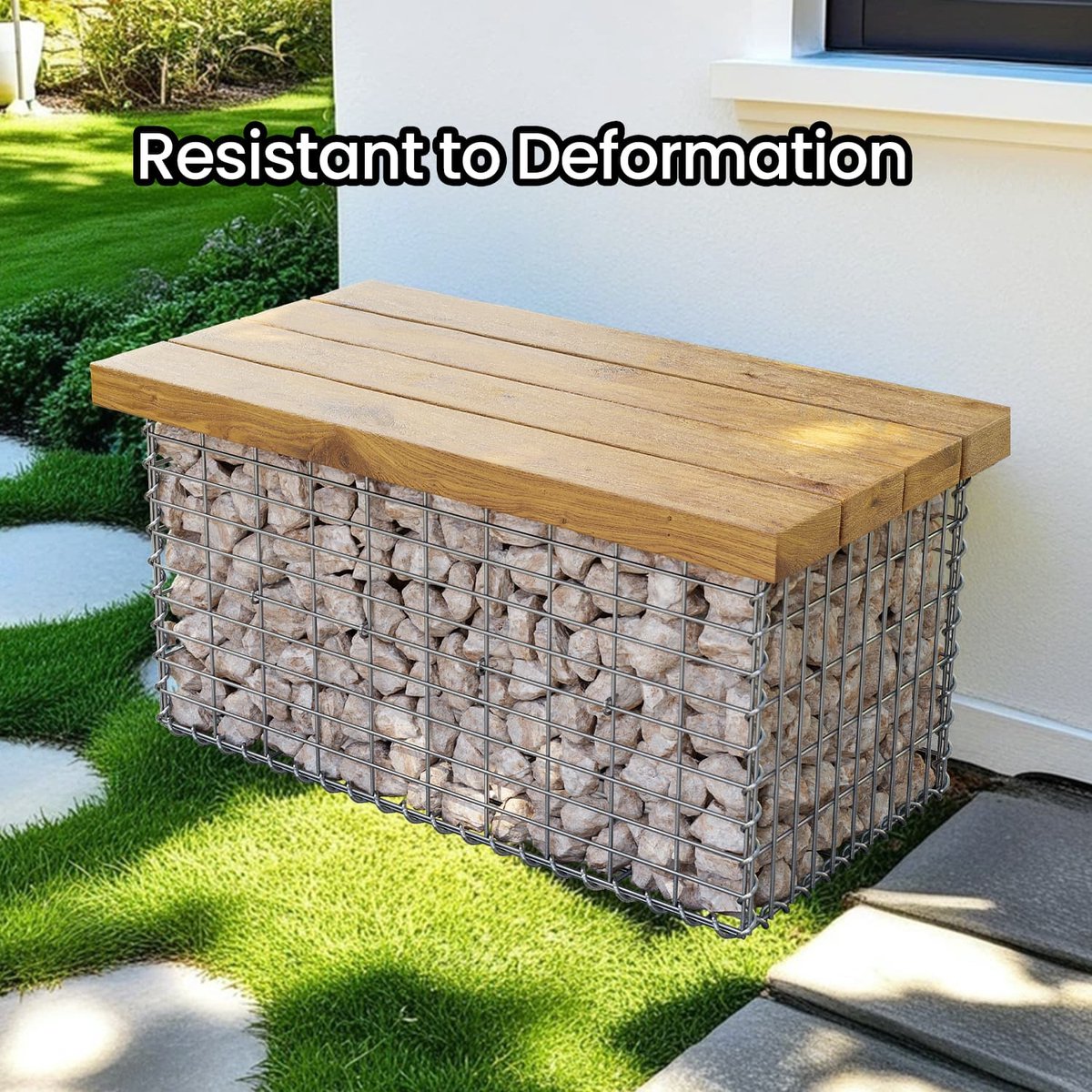 Metalen gabionmand – Zilver – Set van 5 – 5 x 10 cm gaas voor stenen – Tuinafscheiding 100 x 50 x 50 cm