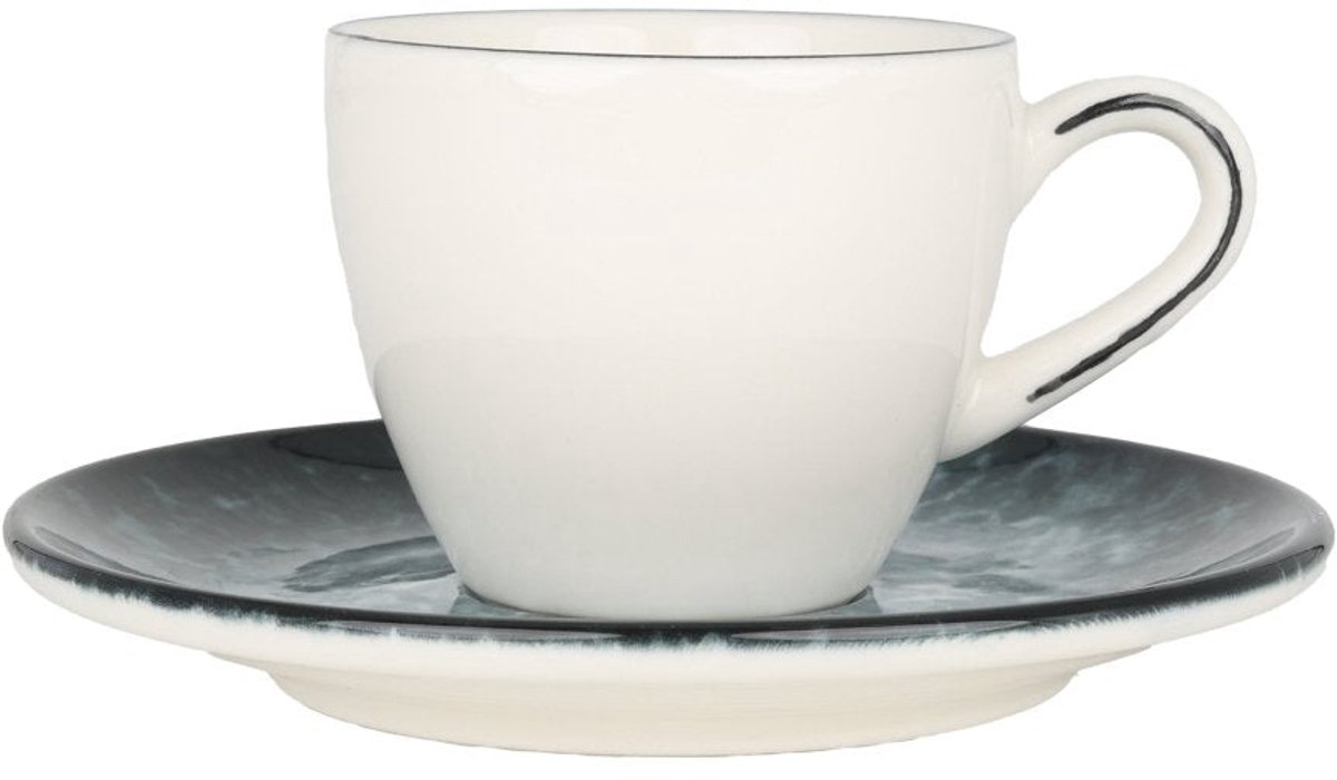 Bonna Sepia - Espresso kopjes & schotel - 80 cc - Porselein - set van 6