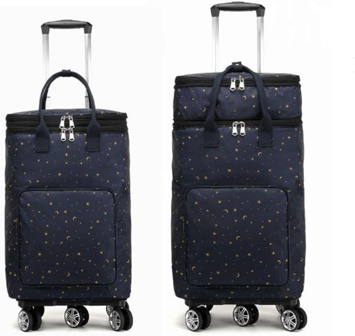 Grote opvouwbare boodschappentrolley met 5 wielen en afneembare tas