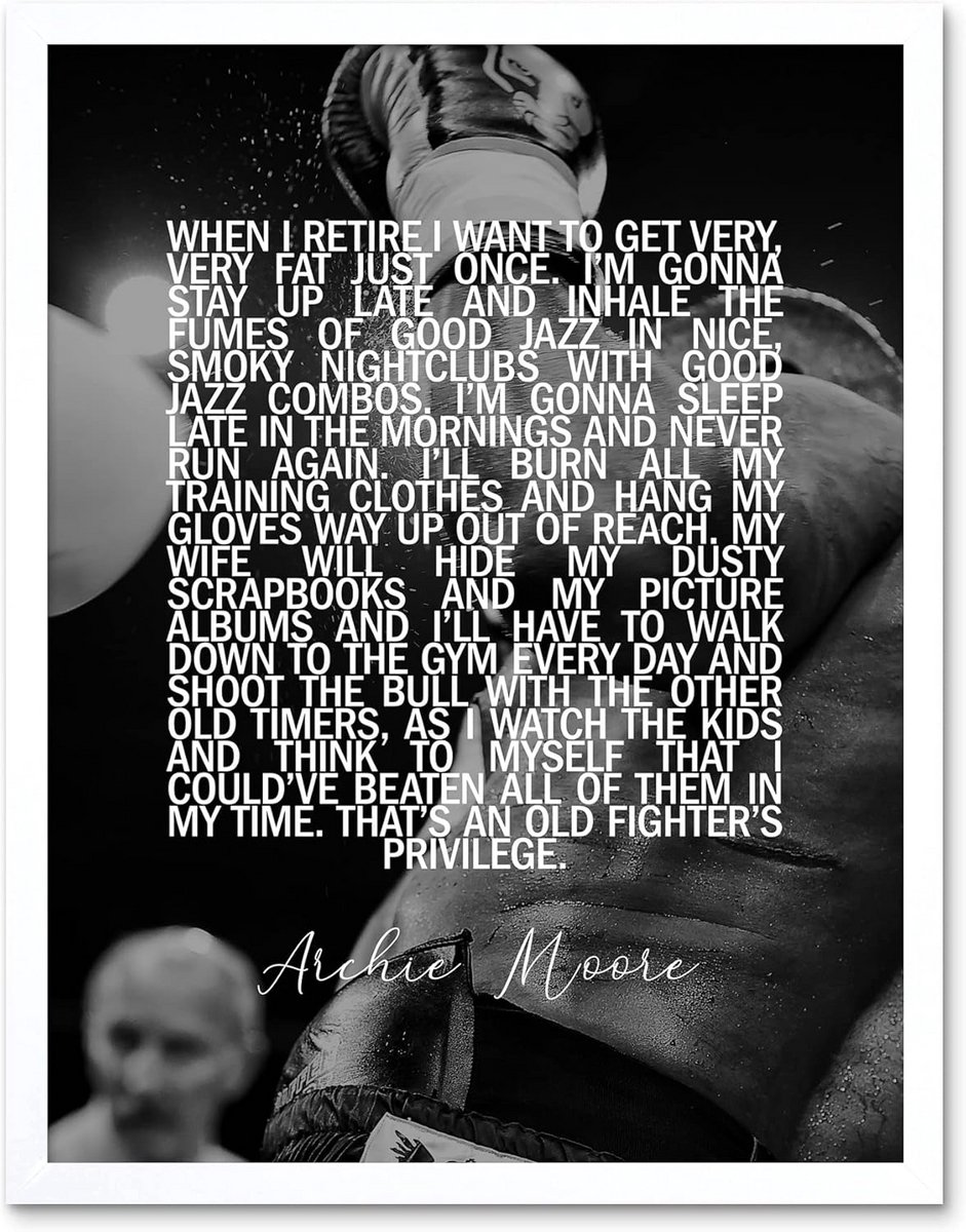 Inspirerende Sport Quote Poster Boksen Vechter voor Interieur Wanddecoratie met Lijst