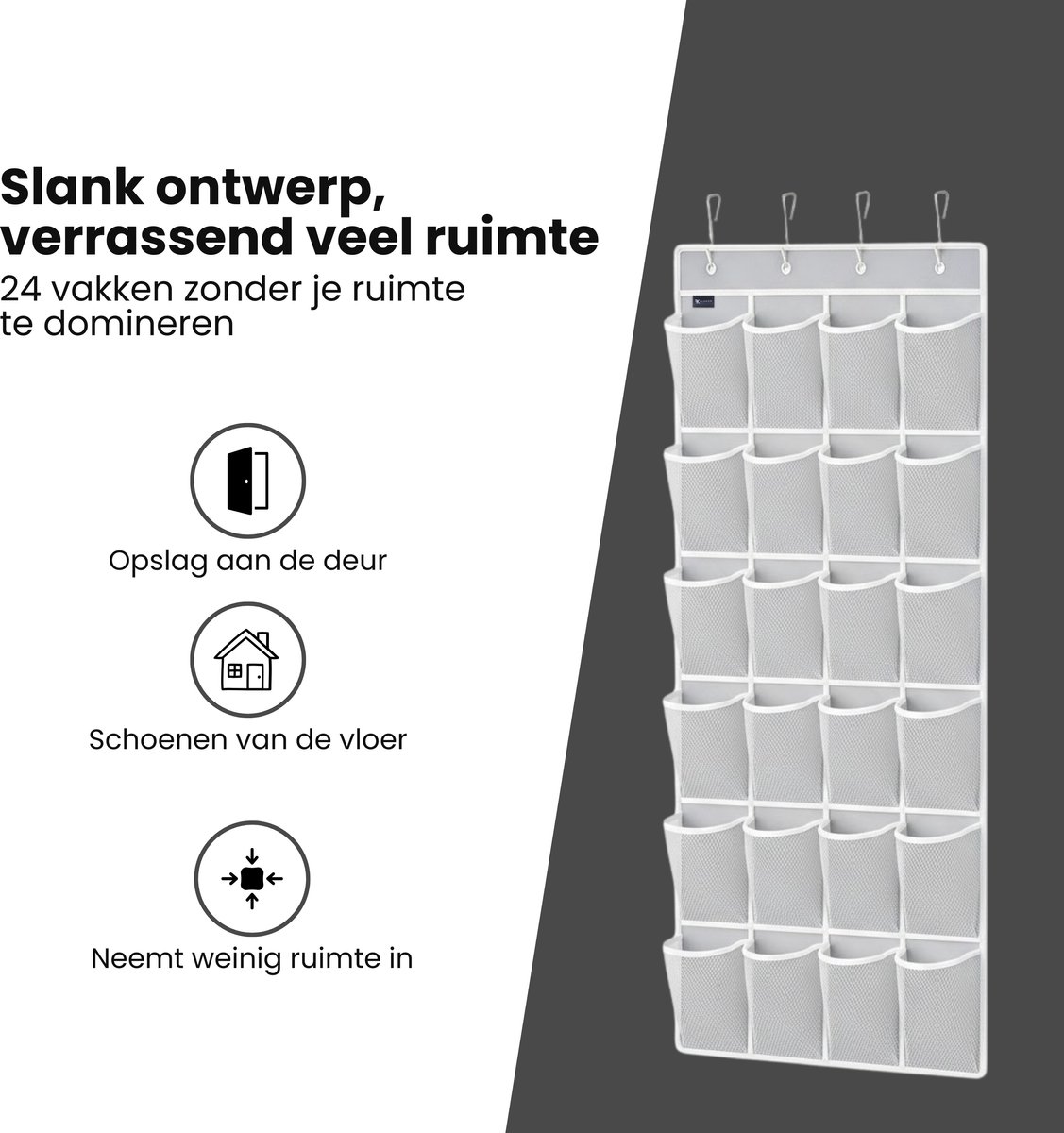 Flokoo - Deur Organizer - Schoenenkast Hangend - 18 Ruime Opbergvakken - 150 Cm X 55 Cm