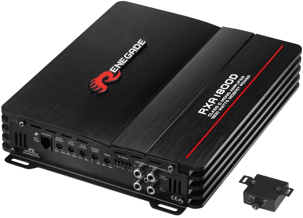 Renegade RXA1800 Versterker 1-kanaals 1800 W Volume/bass/treble control Geschikt voor (automerken): Universal