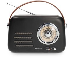 Nedis Draagbare Retro Radio - Bluetooth / FM - Subwoofer - Analoog - Zwart