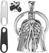 Motorfiets Guardian Bell, 3D Angel Riding Spirit Bell, Lucky Charm voor Fietsen, Titanium Staal, Zie Beschrijving