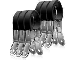 Grote Wasknijpers voor Strandhanddoeken, 6 Stuks Handdoekklemmen, Plastic Clips voor Zwembadstoelen, Handdoekhouder Tegen Wind - Zwart.