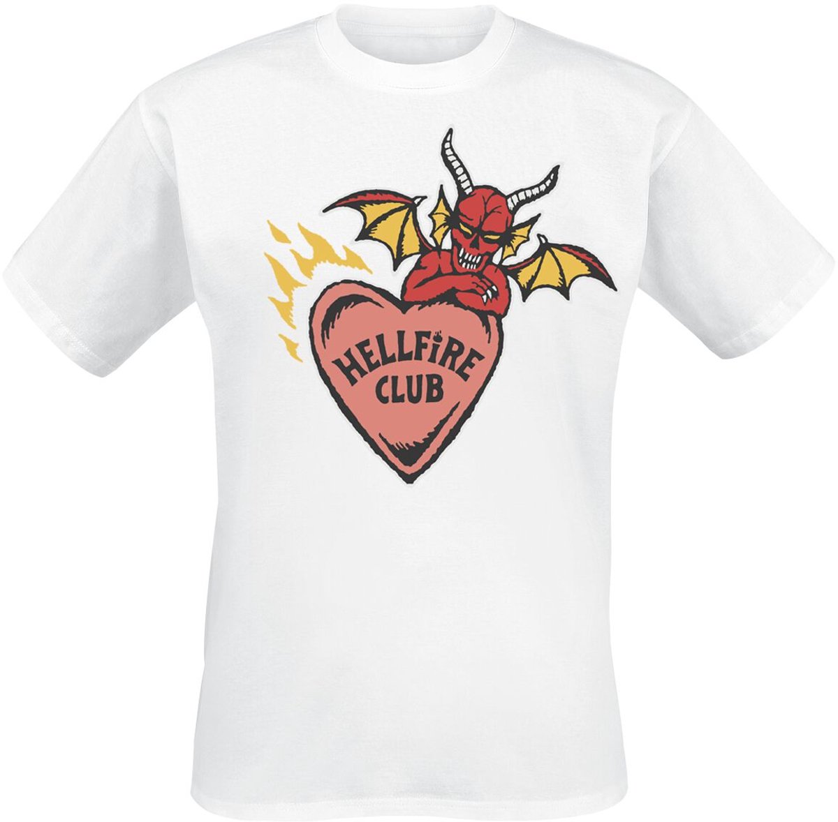 Stranger Things Hellfire Club - Heart Unisex T-shirt - wit - L