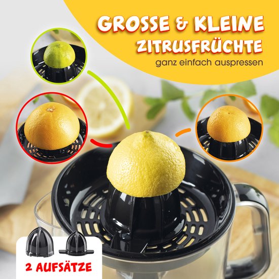 GOURMETmaxx elektrische citruspers & sinaasappelsap - Sapcentrifuge met een inhoud van 700 ml - Citruspers met diverse accessoires voor de meest verse smaak - 40 W [transparant/zilver] van GOURMETmaxx — afbeelding 4