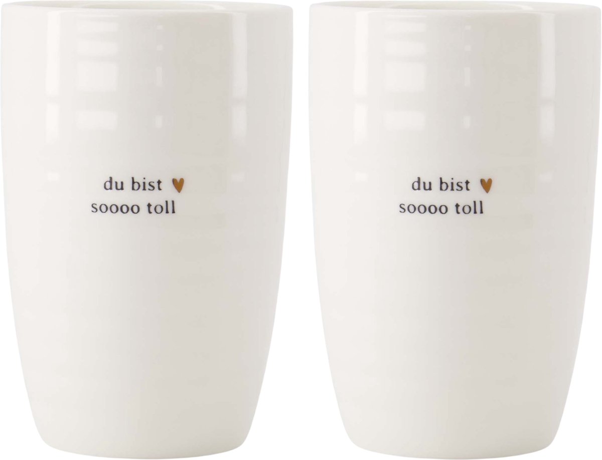 Zusss Set Van 2 Mokken L Du Bist Sooo Toll - Cadeau Dames Keramiek Wit / Zwart
